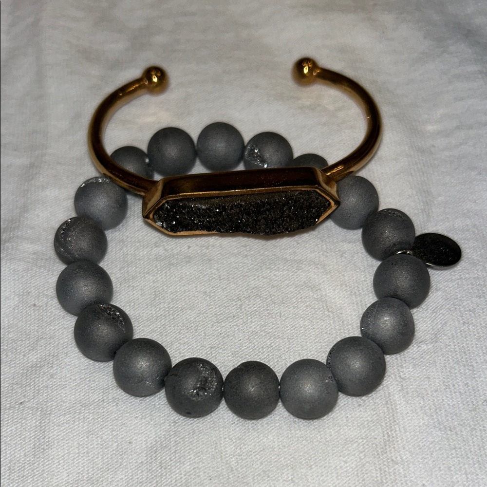 Elegant KinsleyArmelle Gray and Gold Bracelet Set